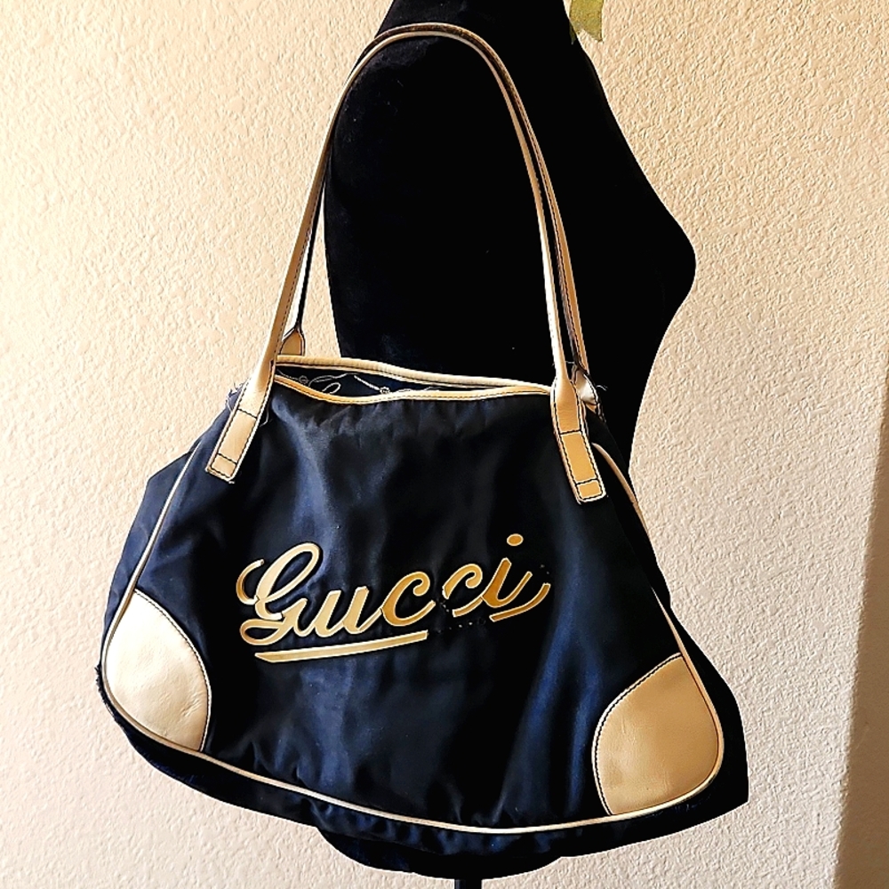 USED GUCCI NAVY BOULEVARD TOTE